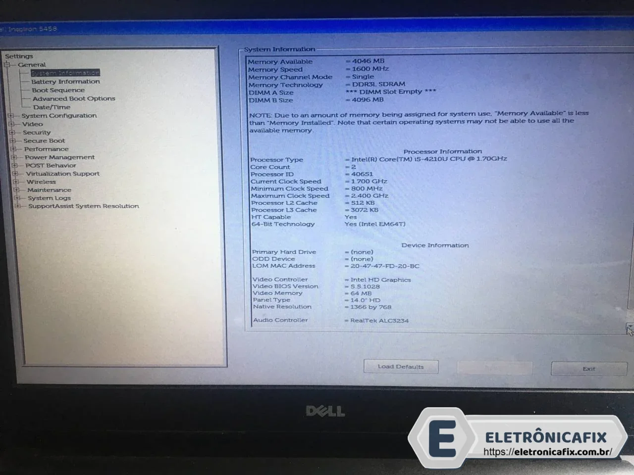 DELL INSPIRON 5458 5557 5558 AAL10 LA-B843P - I5-4210U  V5.5 OK