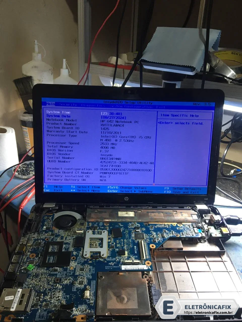 HP G42-350BR  I5 CPU M460 2.53GHZ - AX168 DA0AX1MB6H1 REV.H BF37