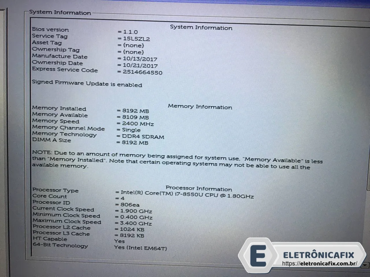 DELL 7572 P61F001 - I7-8550U - DDH40 LA-F251P REV1.0(A00) V1.1.0 clear me