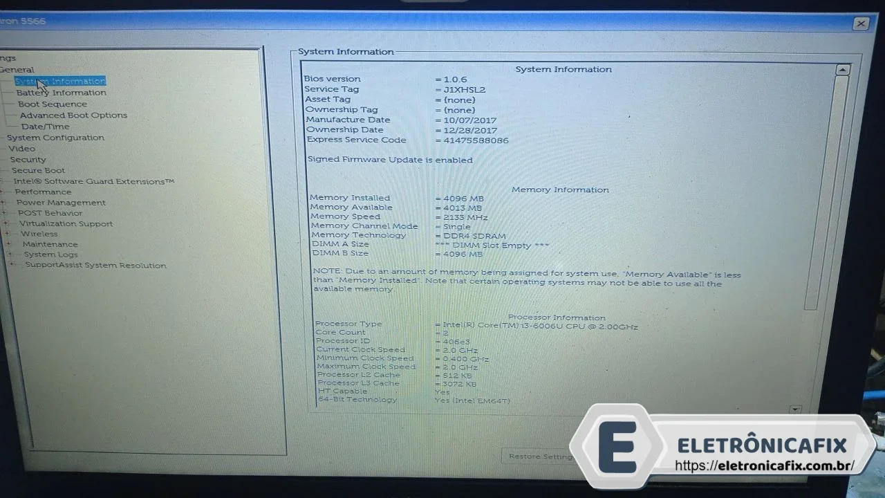 Dell Inspiron 15 5566 I3-6006U LA-D871P Rev1.0 A00 V1.0.6